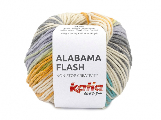 Katia Alabama Flash Farbe 106 naturweiß-türkisblau-ocker