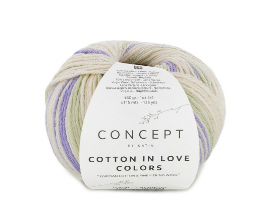 Katia Cotton in Love Colors Farbe 102 blassgrün-lila