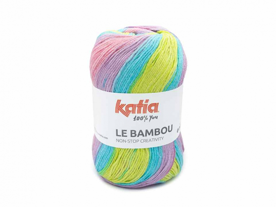 Katia Le Bambou Farbe 101 pistaziengrün- pistaziengrün- neongrün-türkisblau-rose