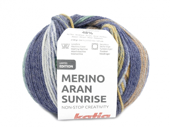 Katia Merino Aran Sunrise Farbe 307 blau-grün-ocker