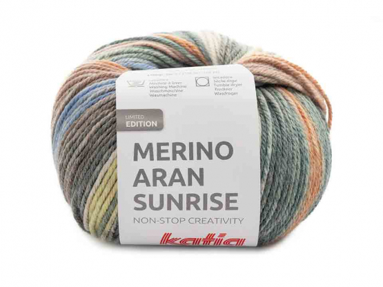 Katia Merino Aran Sunrise Farbe 308 kupfer-blau-khaki