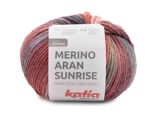 Katia Merino Aran Sunrise Farbe 309 lila-grün-rot