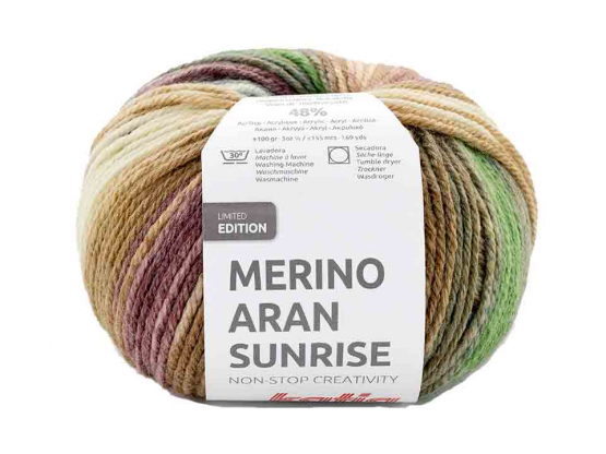 Katia Merino Aran Sunrise Farbe 310 Koralle-Camel-Grün