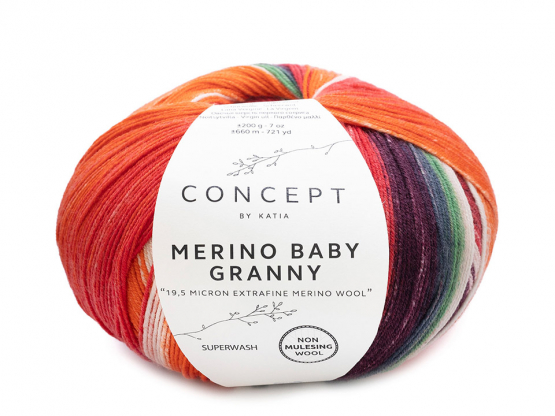 Katia Merino Baby Granny Farbe 505 rot-grau-camel Farbe Rot-Grau-Camel