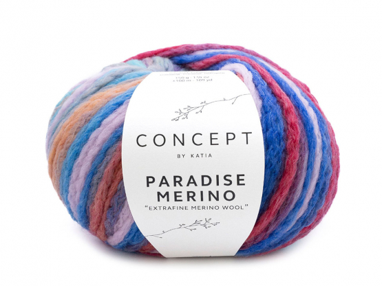Katia Paradise Merino Farbe weinrot-blau-orange-lila