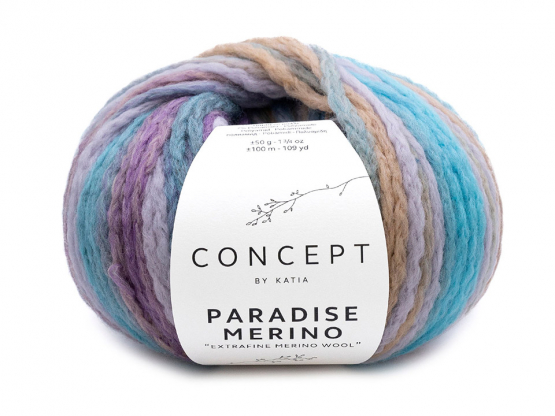Katia Paradise Merino Farbe lila-perlbrombeer-blau-beige