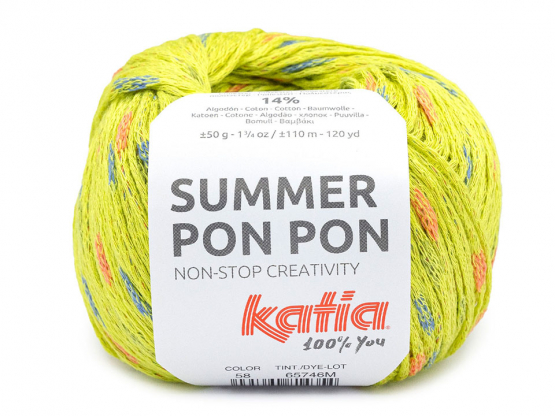 Katia Summer Pon Pon Farbe 58 pistaziengrün-blau-koralle Farbe 58 pistazie-grün-koralle