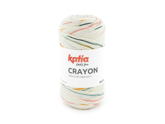 Katia Wolle Crayon Naturweiß-Blau-Hellrotorange