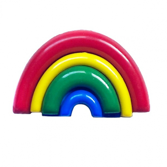 Kinderknopf -Regenbogen- Polyamid mit Öse - Größe: 18mm - Farbe: rot - 