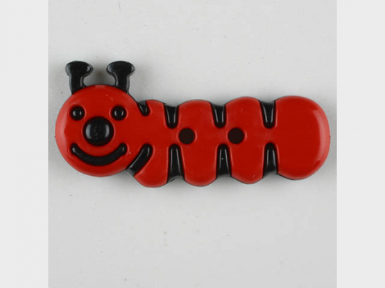 Kinderknopf grinsende Raupe - Größe: 30mm - Farbe: rot - Art.Nr. 341121 