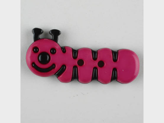 Kinderknopf grinsende Raupe -Größe: 30mm - Farbe: pink - Art.Nr. 341120 