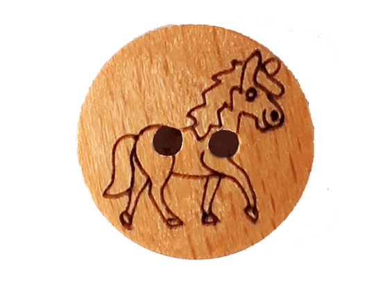 Kinderknopf hübsches Pferd aus echtem Holz - Größe: 15mm - Farbe: 