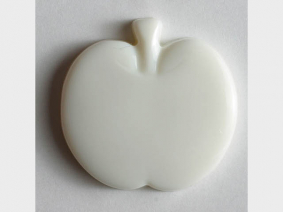 Kinderknopf in Form eines Apfels - Größe: 14mm - Farbe: weiß - Art.Nr. 