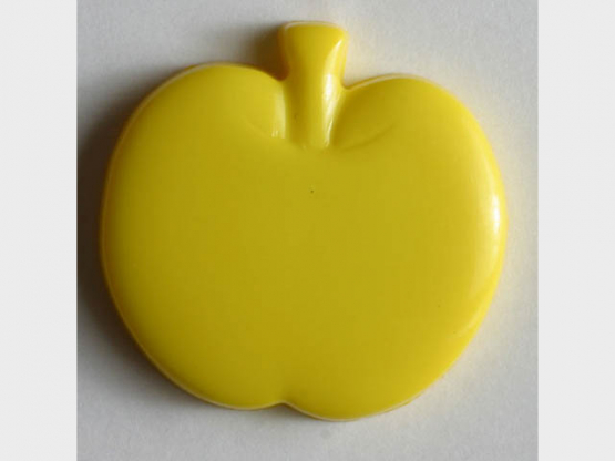 Kinderknopf in Form eines Apfels - Größe: 14mm - Farbe: gelb - Art.Nr. 