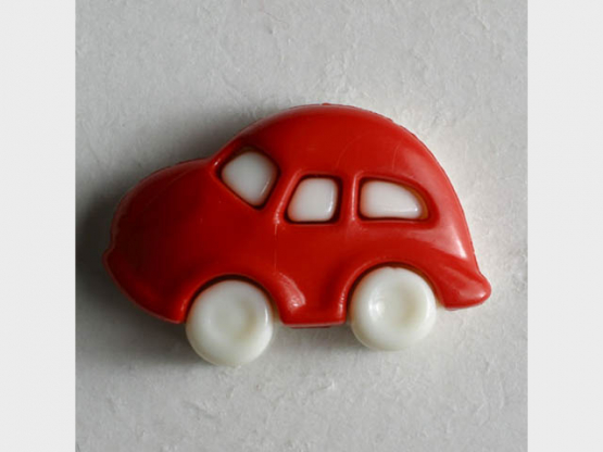 Kinderknopf in Form eines Autos - Größe: 20mm - Farbe: rot - Art.Nr. 