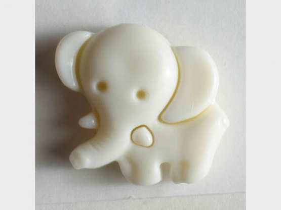 KInderknopf in Form eines Elefants - Größe: 20mm - Farbe: weiß - Art.Nr. 