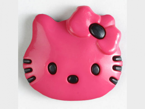 Kinderknopf Kätzchen mit Schleife - ø 20mm - pink 