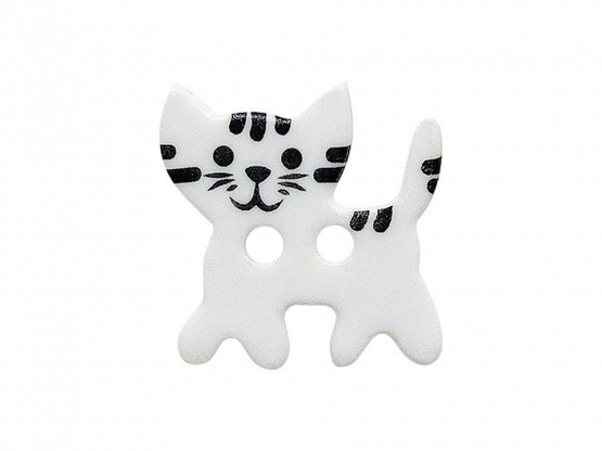 Kinderknopf Katze Polyamid mit 2 Löcher ø 20 mm weiss 