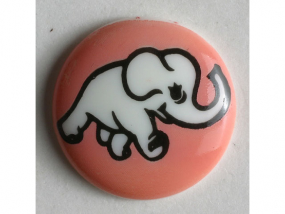 Kinderknopf mit Elefantenmotiv - Größe: 15mm - Farbe: pink - Art.Nr. 