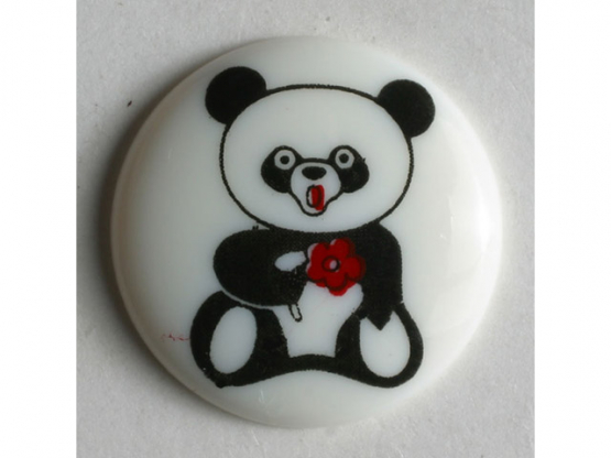Kinderknopf mit Pandabär-Motiv - Größe: 18mm - Farbe: weiß - Art.Nr. 