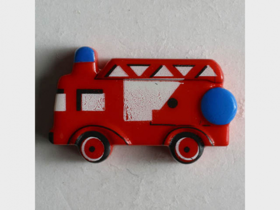 Kinderknopf mit schönem Feuerwehrauto - Größe: 23mm - Farbe: 