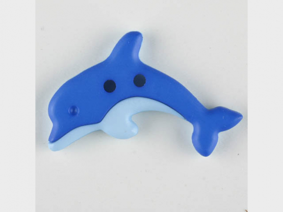 Kinderknopf zweifarbiger springender Delphin - Größe: 30mm - Farbe: blau 