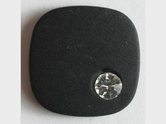 Knopf mit gehämmerter Oberfläche und kleinem Straßstein - Größe: 14mm - 