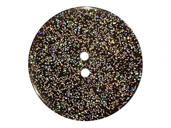 Knopf mit Glitter, 2-Loch - Größe: 23mm - Farbe: schwarz - Art.Nr. 