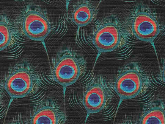 Kunstleder 50x70 cm Pfaufedern schwarz