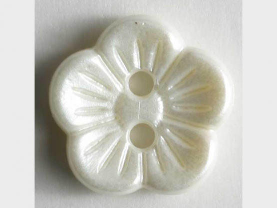 Kunststoffknopf in Blütenform - Größe: 11mm - Farbe: weiß - Art.Nr. 