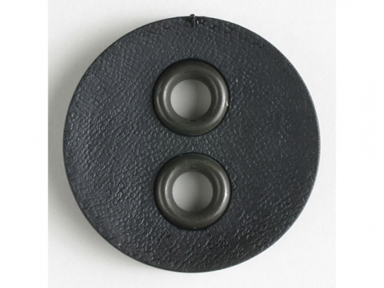 Kunststoffknopf mit Metalllöchern - Größe: 32mm - Farbe: schwarz - 