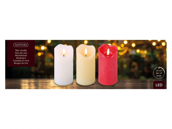 LED Kerze Wachs BO Indoor-Creme ø 7,00-H13,00cm-1L 
