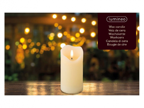 LED Kerze Wachs BO Indoor-weiss ø 7,00-H13,00cm-1L 