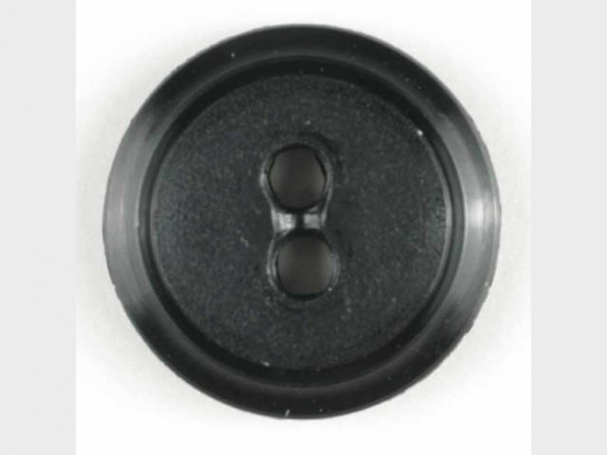 Modeknopf schlicht, mit dünnem Rand - Größe: 14mm - Farbe: schwarz - 