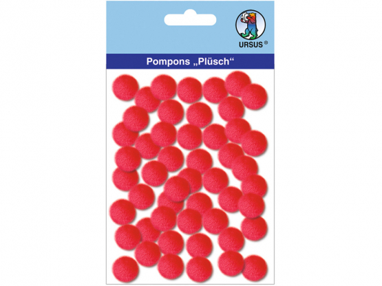 Plüsch Pompons 15 mm 60 Stück, RUBINROT