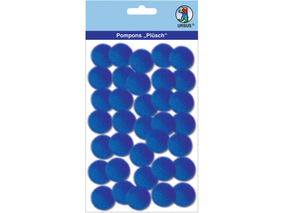 Plüsch Pompons 25 mm 35 Stück, DUNKELBLAU