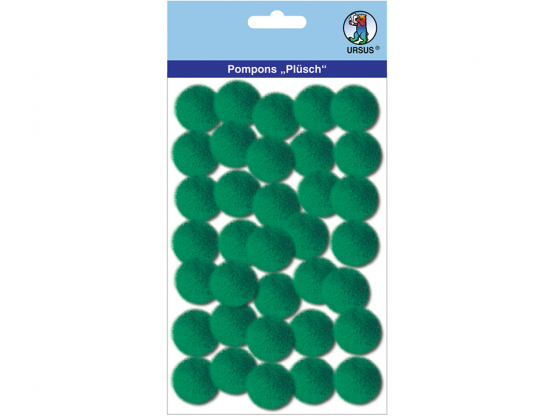 Plüsch Pompons 25 mm 35 Stück, DUNKELGRÜN