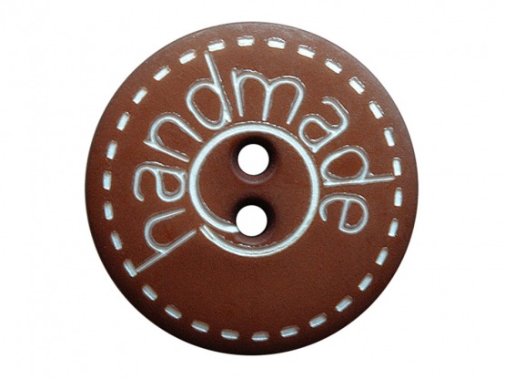 Polyamidknopf rund matt mit handmade Schriftzug braun 