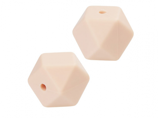 Schnulli-Silikon Perle Sechseck 14 mm,  Btl. à 3 St. peach
