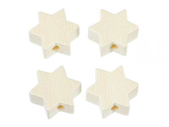 Schnulli-Stern 19,5 x 19,5 x 8 mm, DL 3 mm, Btl. à 4 St. natur-hell,