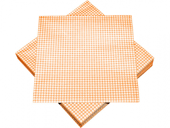 Servietten-Motiv, 3-lagig, 33 x 33cm, Karos-orange 