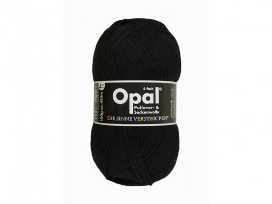 Sockenwolle Opal 4fädig uni TIEFSCHWARZ
