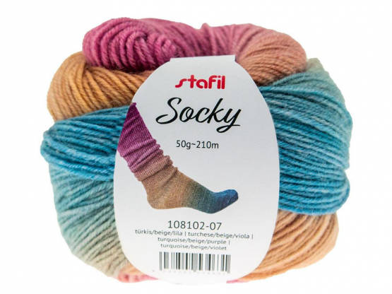 Socky Farbe 07 türkis-beige-lila