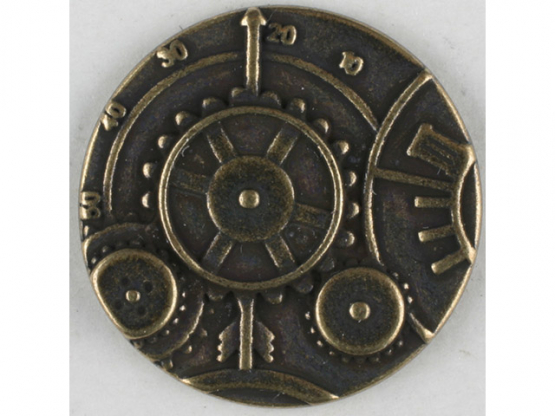 Steampunk Knopf Uhrwerk mit Öse - Größe: 23mm - Farbe: altmessing - 