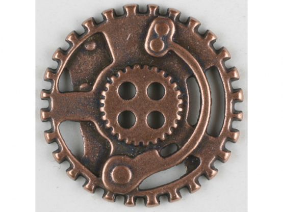 Steampunk Knopf Zahnrad mit 4 Löchern - Größe: 23mm - Farbe: 
