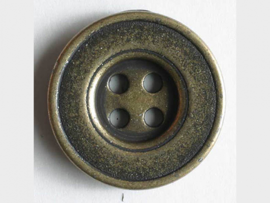 Vollmetallknopf 4-Loch antik mit breitem Rand - Größe: 18mm - Farbe: 