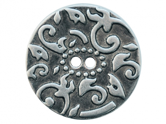 Vollmetallknopf mit Muster und 2 Löchern - Größe: 20mm - Farbe: 