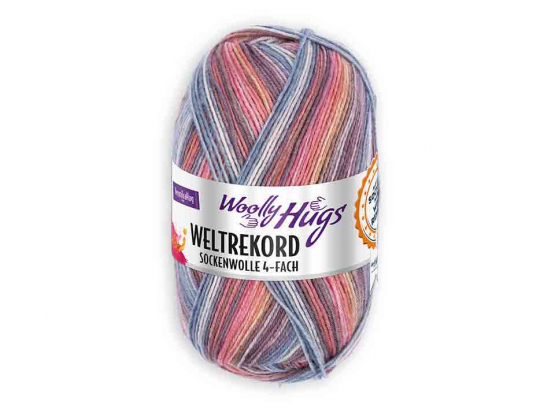 Wolly Hugs Weltrekord Sockenwolle rot-blau-beige
